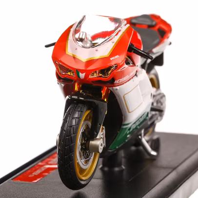 Ducati 1098S 2008, macheta motocicleta, scara 1:18, rosu cu alb si verde, Maisto