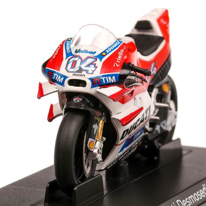 Ducati Desmosedici GP #04 Moto GP 2016, macheta motocicleta, scara 1:24, alb cu rosu, Atlas