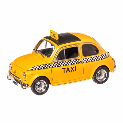 Macheta taxi Fiat Nuova 500 1966 scara 1:24 galben