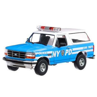 Ford Bronco NYPD 1992, macheta autospeciala  scara 1:18, alb cu bleu, GreenLight-6