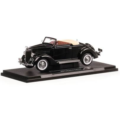 Ford De Luxe Convertible 1936, macheta auto, scara 1:18, negru, Welly