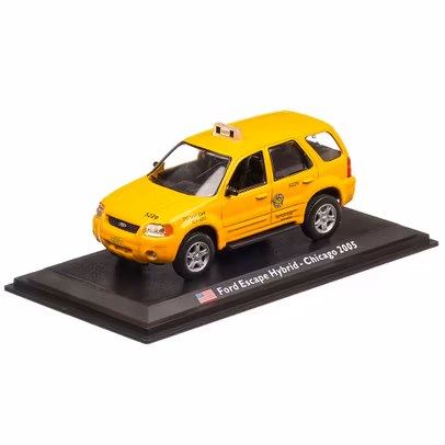 Ford Escape Hybrid Chicago Taxi 2005, macheta Taxi scara 1:43, galben, Atlas-2