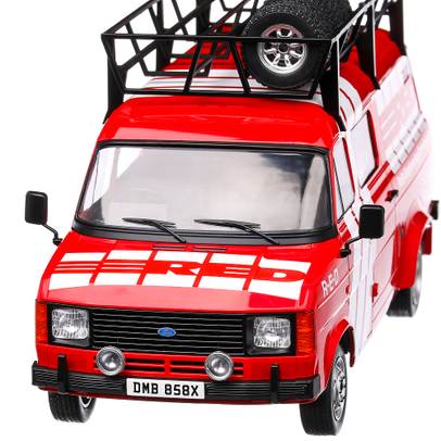 Ford Transit Mk.II 1985, RED Rally, scara 1:18, rosu cu alb, Ixo