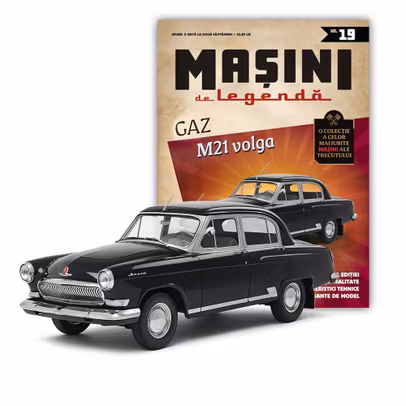 Macheta auto GAZ M21 Volga Negru 1:43 Mașini de Legendă Nr.19 DeAgostini - revista cu macheta