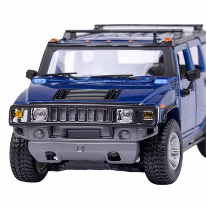 Macheta auto Hummer H2 SUV albastru scara 1:24 Maisto - vedere din fata close up