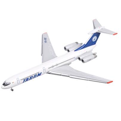 Ilyushin IL-62M Tarom 1985, macheta avion scara 1:500, alb cu albastru, Herpa