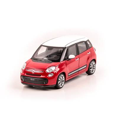 Fiat 500 L 2013, macheta auto scara 1:24, rosu cu alb, Welly