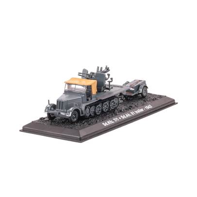Macheta vehicul militar Sd.Kfz. 7/1 cu trailer 1942 scara 1:72 gri Magazine Models