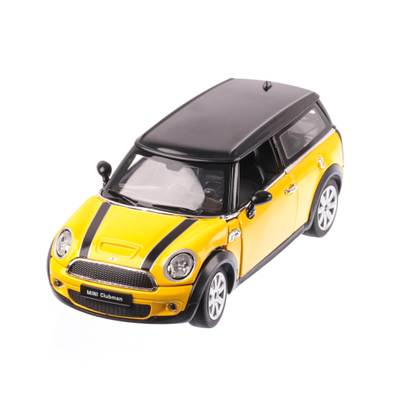 Mini Clubman 2014, macheta auto scara 1:24, galben cu negru, window box, Rastar