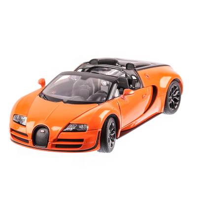 Bugatti Veyron Grand Sport Vitesse 2014, macheta auto scara 1:18, negru cu portocaliu, window box, Rastar