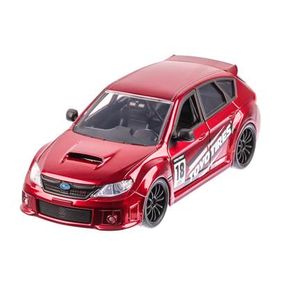 Subaru Impreza WRX STI 2012, macheta auto scara 1:24, rosu, window box, Jada Toys