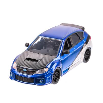 Subaru Impreza WRX STI - Fast & Furios, macheta auto scara 1:24, albastru metalizat cu negru si argintiu, window box, Jada Toys