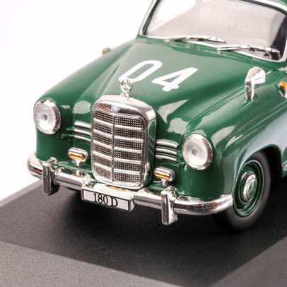 Mercedes-Benz 180 D #4MILLE MIGLIA 1955, macheta auto scara 1:43, verde, carcasa plexic, Magazine models