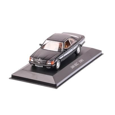 Mercedes-Benz 500 SEC (C126) 1981, macheta auto scara 1:43, negru, carcasa plexic, Magazine models