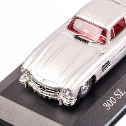 Mercedes-Benz300SL GULLWING (W198) 1954, macheta auto scara 1:43, argintiu, carcasa plexic, Magazine models-2