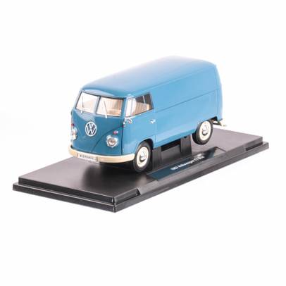 Volkswagen T1 MICROBUS  PANEL VAN 1963, macheta auto scara 1:18, bleu, window box, Welly