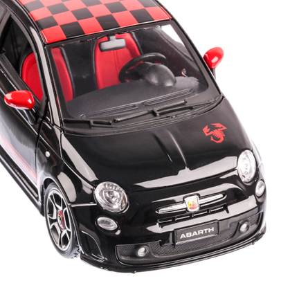 FIAT ABARTH 500, macheta auto scara 1:18, negru cu rosu, window box, Bburago