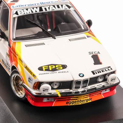 BMW 635CSI Italia #1 1983, Grano/Kelleners/Cecotto 24H Spa, macheta auto scara 1:18, alb cu portocaliu, Minichamps