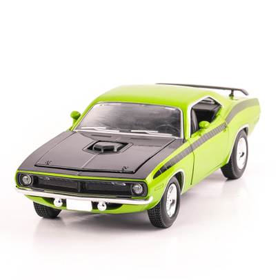 PLYMOUTH CUDA 1970 scara 1:24, verde cu negru, window box, New Ray
