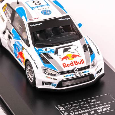 Volkswagen Polo R WRC #8 Ogier-Ingrassia, raliul Finlandei, 2013, scara 1:43, alb, gri, albastru, Magazine models