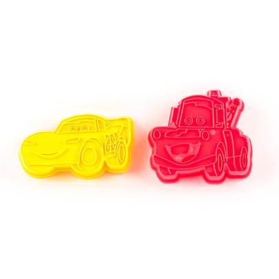 Magia dulciurilor Nr.13 - Forma de stantat pentru prajiturile Fulger McQueen si Bucsa