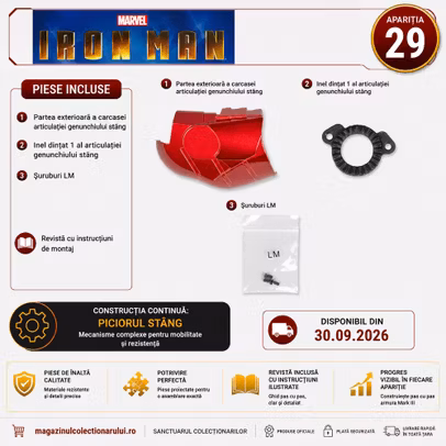 Iron Man Armura Mark III Nr.29 DeAgostini - carcasa si inel dintat articulatie genunchi stang