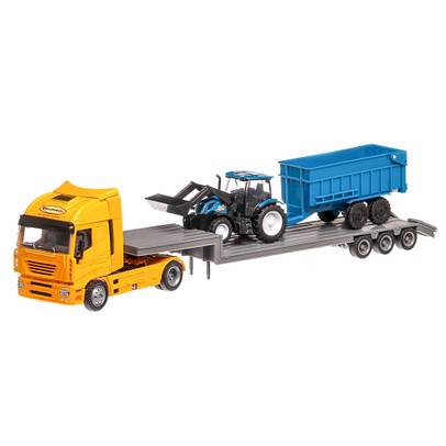 Iveco Stralis cu platforma si Tractor rutier New Hollander T6 cu remorca, scara 1:43