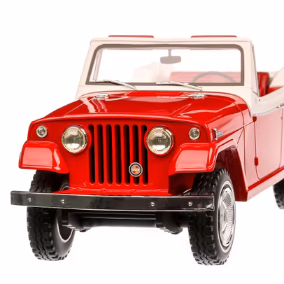 Jeep Jeepster Commando Convertible 1970, macheta  auto, scara 1:18, rosu cu alb, BoS-Models