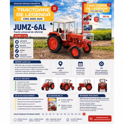 JUMZ-6AL URSS macheta tractor 1:43 Hachette Tractoare de legenda Nr.25