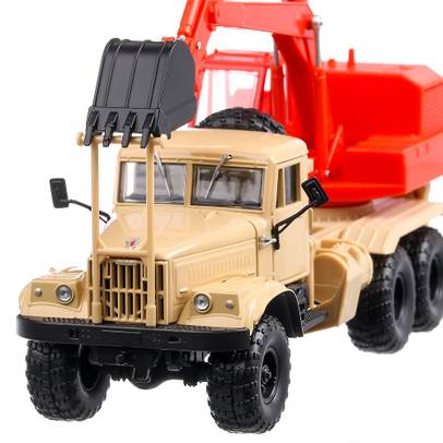 KrAZ 255B AO-4421A 1994, macheta autoexcavator, scara 1:43, rosu cu crem, SpecialC