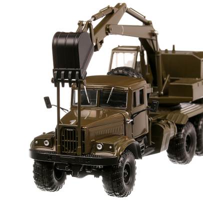 KrAZ 255B1 AOV-4421 1994, macheta autoexcavator, scara 1:43, verde olive, Nash Avtoprom