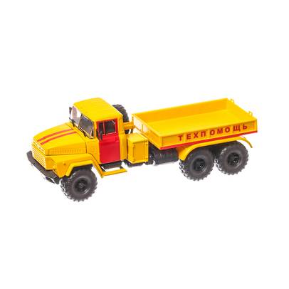 KrAZ 260V basculanta 1979, macheta camion scara 1:43, galben cu rosu, window box, SpecialC