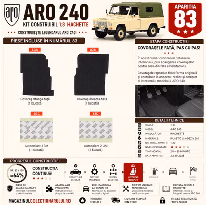 Macheta ARO 240 Nr.83 Hachette 1:8 - covorase fata si autocolante 3M