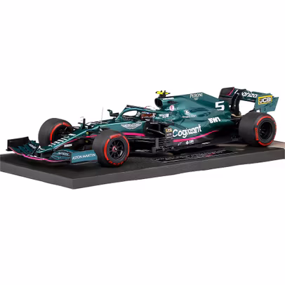 Macheta auto Aston Martin AMR21 F1 #5 S.Vettel 2nd place Azerdbaidjan GP 2021 scara 1:18 Minichamps