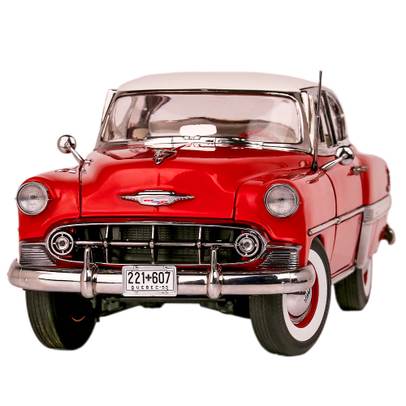 Macheta auto Chevrolet Bel Air Hardtop 1953 alb cu visiniu 1:18-3