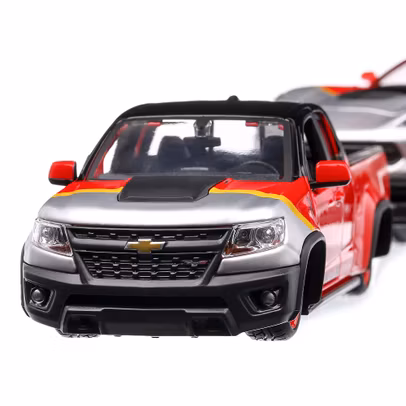 Macheta auto Chevrolet Colorado ZR2 si Corvette Z06 2017 scara 1:24 rosu Maisto