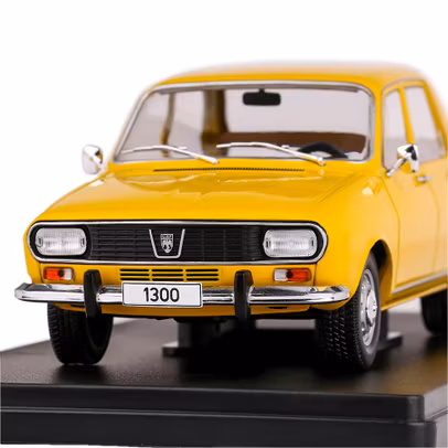 Macheta auto Dacia 1300 1969 galben scara 1:24 WhiteBox - vedere din fata