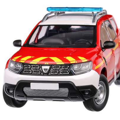 Macheta auto Dacia Duster Mk.2 Pompieri 2021, scara 1:18, rosu cu alb, Solido