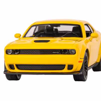 Macheta Dodge Challenger SRT Hellcat Widebody 2018 galben scara 1:24 Motor Max - vedere frontala