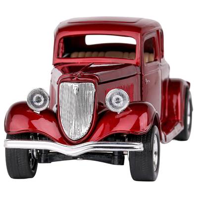 Macheta auto Ford Coupe Hardtop 1934 visiniu metalizat scara 1:24 Motor Max - vedere 3/4 stanga fata