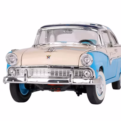 Macheta auto Ford Crown Victoria 1955 bleu cu alb 1:18