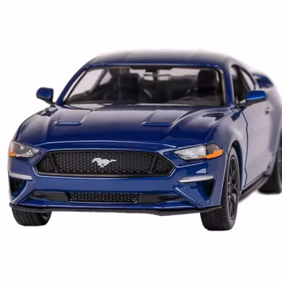 Macheta Ford Mustang GT 2018 – albastru – scara 1:24 – Motor Max - vedere din fata