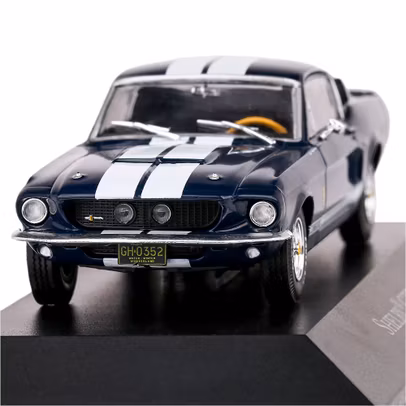 Macheta Ford Mustang Shelby GT500 1967 Albastru-Alb 1:43 Magazine Models - vedere din fata