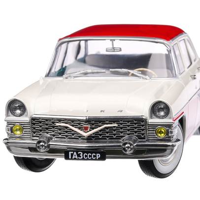 Macheta auto Gaz 13 Seagull 1959 scara 1:18 rosu cu alb Triple 9
