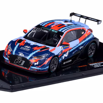 Macheta auto Hyundai Veloster N ETCR #3 Chilton 2021, scara 1:43, albastru cu rosu, Ixo