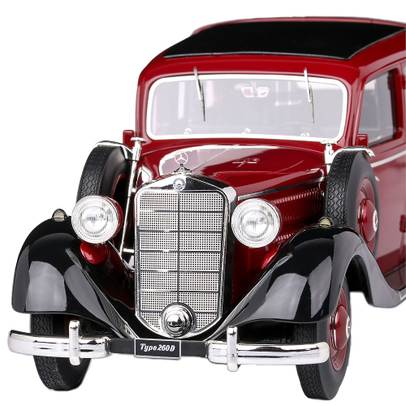 Macheta Mercedes-Benz 260D Pullman Landaulet 1936 Vișiniu 1:18 Triple9 - vedere din fata