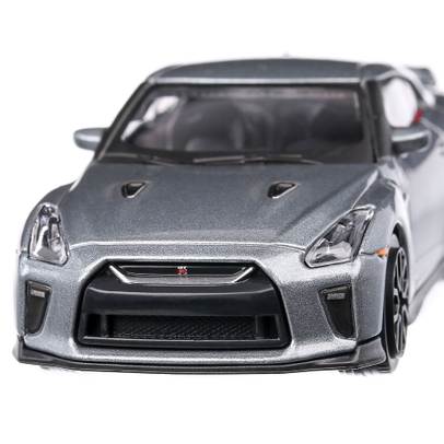 Macheta auto Nissan GT-R 2017, scara 1:43, gri metalizat, Bburago