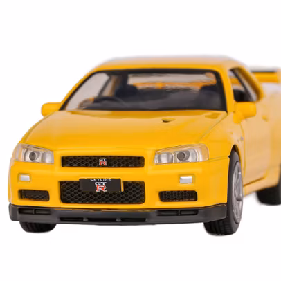 Macheta auto Nissan GTR-R34 V-Spec II scara 1:36 galben