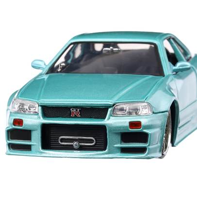 Macheta auto Nissan Skyline GT-R BNR34 2002 scara 1:24 verde Jada