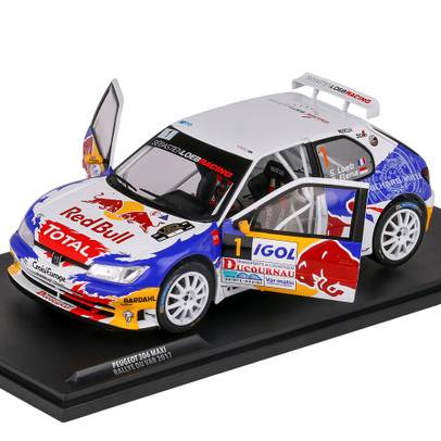 Macheta auto Peugeot 306 Maxi No.1 Sebastien Loeb 1:18 Solido - vedere 3/4 stanga fata usi deschise